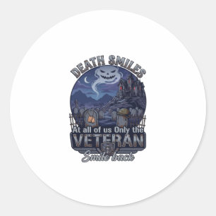 Death Smiles Veteran Halloween Ghost Graveyard Hau Classic Round Sticker