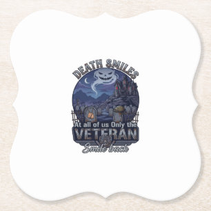 Death Smiles Veteran Halloween Ghost Graveyard Hau Paper Coaster