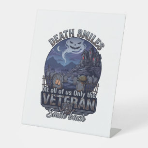 Death Smiles Veteran Halloween Ghost Graveyard Hau Pedestal Sign