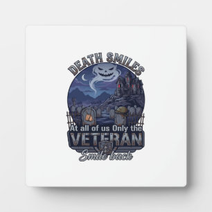 Death Smiles Veteran Halloween Ghost Graveyard Hau Plaque