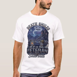Death Smiles Veteran Halloween Ghost Graveyard Hau T-Shirt