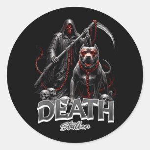Death Stalker Grim Reaper Dog Halloween Classic Round Sticker