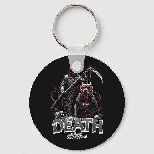 Death Stalker Grim Reaper Dog Halloween Key Ring (Front)