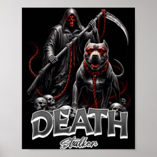 Death Stalker Grim Reaper Dog Halloween Poster