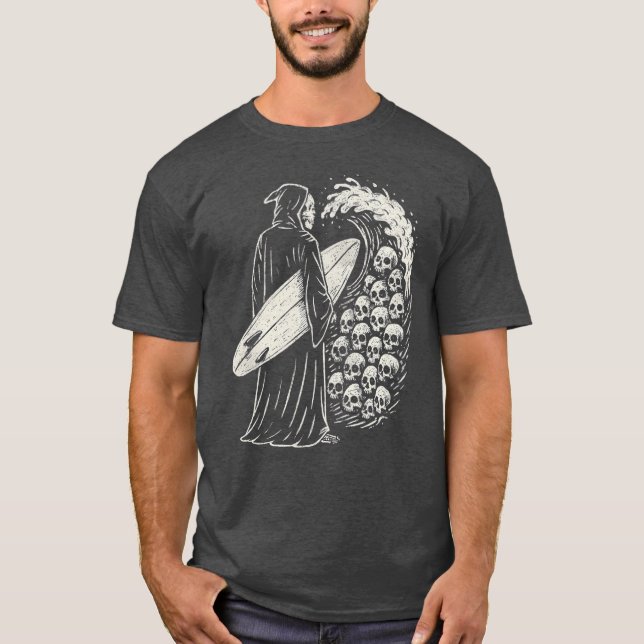 Death Surfer Skulls Dark Wave T-Shirt (Front)