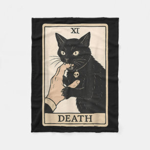 Death Tarot Card Black Cat Halloween Witchy Spooky Fleece Blanket