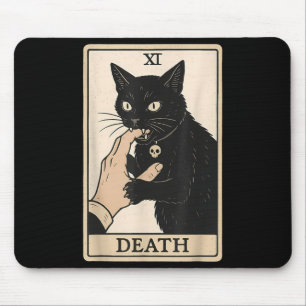 Death Tarot Card Black Cat Halloween Witchy Spooky Mouse Mat