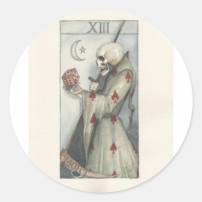 death tarot card dominic murphy classic round sticker (Front)