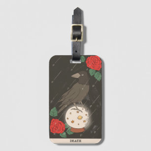 Death tarot card modern Major Arcana raven crow  Luggage Tag