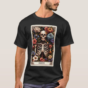 Death Tarot Card Witchy Skeleton Botanical T-Shirt