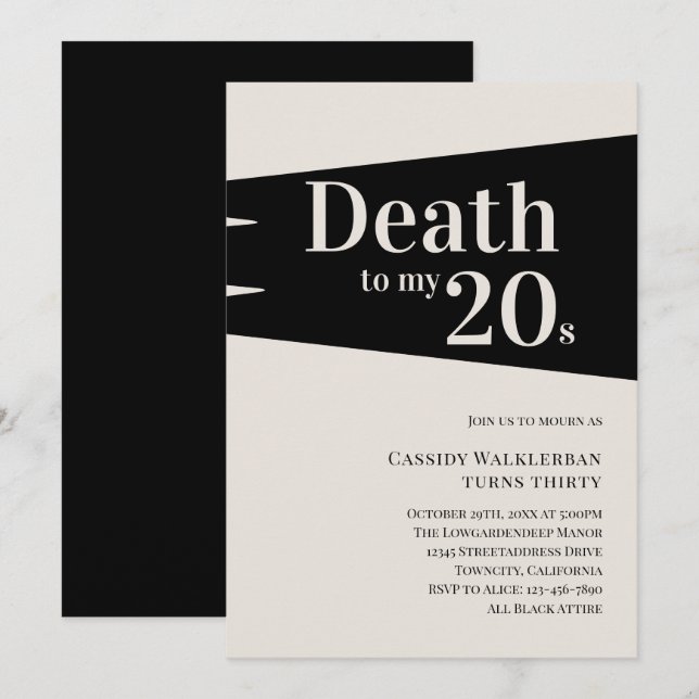 Death to 20s 30th Birthday  Invitation (Front/Back)