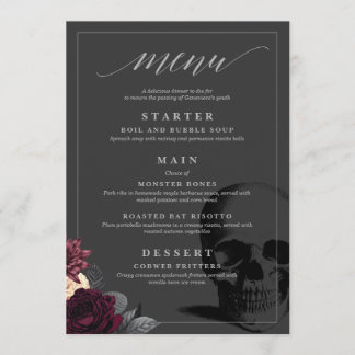 Death to My 20s 30th Birthday Dinner Menu Card
