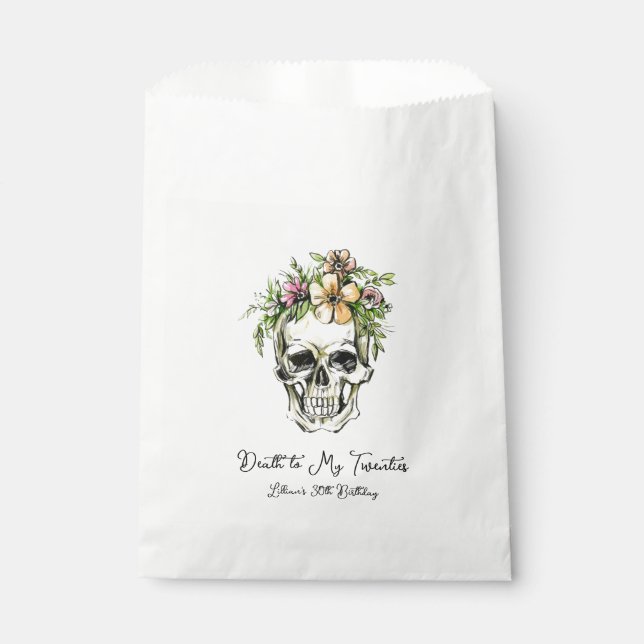Death to My 20s Birthday Skull Favour Bags (Front)