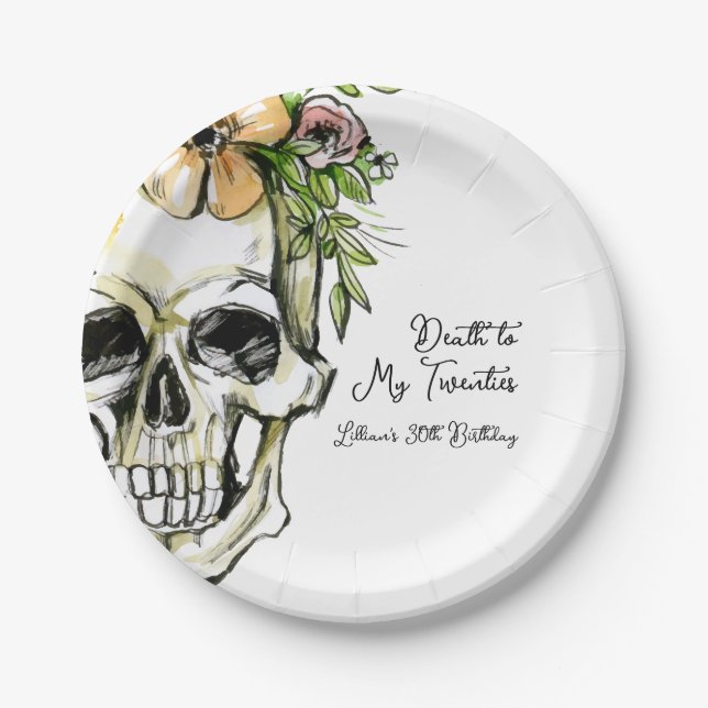 Death to My 20s Birthday Skull  Paper Plate (Front)