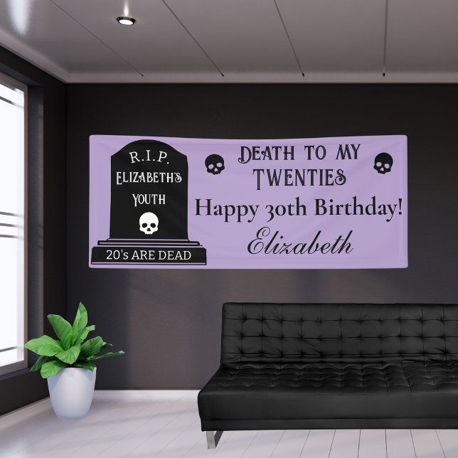 Death to My 20s Purple & Black 30th Birthday Party Banner (Creator Uploaded)