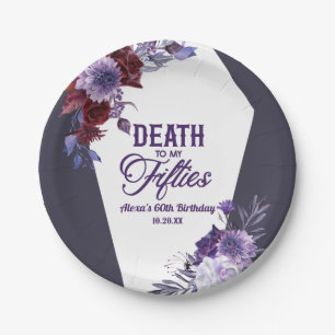 Death To My Fifties Floral 60th Birthday Party Paper Plate