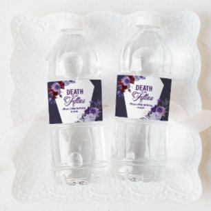 Death To My Fifties Floral 60th Birthday Party Water Bottle Label