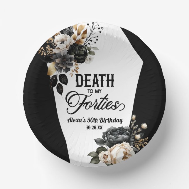 Death To My Forties Floral 50th Birthday Party Paper Plate (Front)