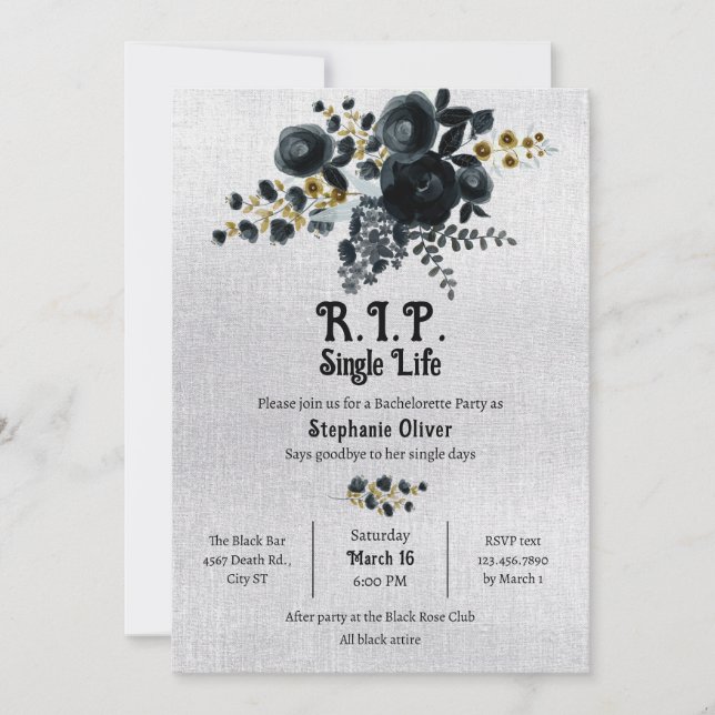 Death to my Single Life Bachelorette Invitation (Front)