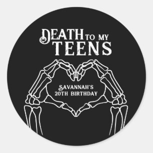 Death To My Teens Trendy Gothic 20th Birthday Classic Round Sticker