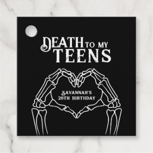 Death To My Teens Trendy Gothic 20th Birthday Favour Tags