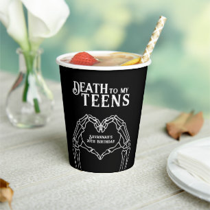 Death To My Teens Trendy Gothic 20th Birthday Paper Cups