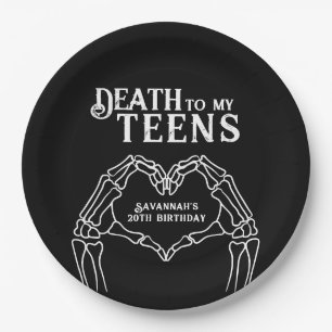 Death To My Teens Trendy Gothic 20th Birthday Paper Plate