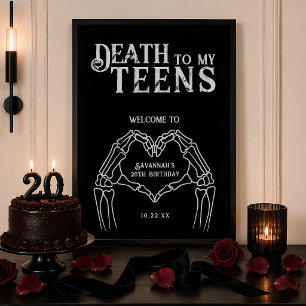 Death To My Teens Trendy Gothic 20th Birthday Poster