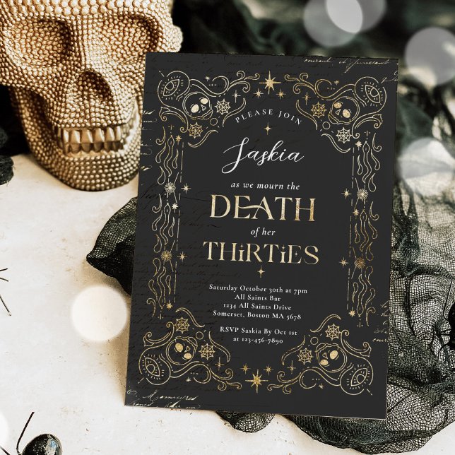 Death To My Thirties Halloween 40th Birthday Party Invitation (Creator Uploaded)