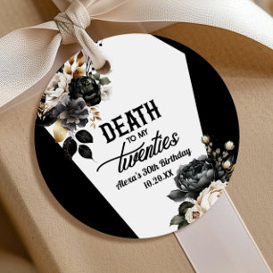 Death To My Twenties Floral 30th Birthday Party Favour Tags
