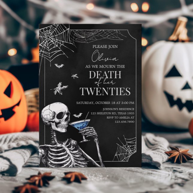 Death to my Twenties Gothic Halloween Birthday Invitation (Death of my Twenties Birthday Party Invitation)