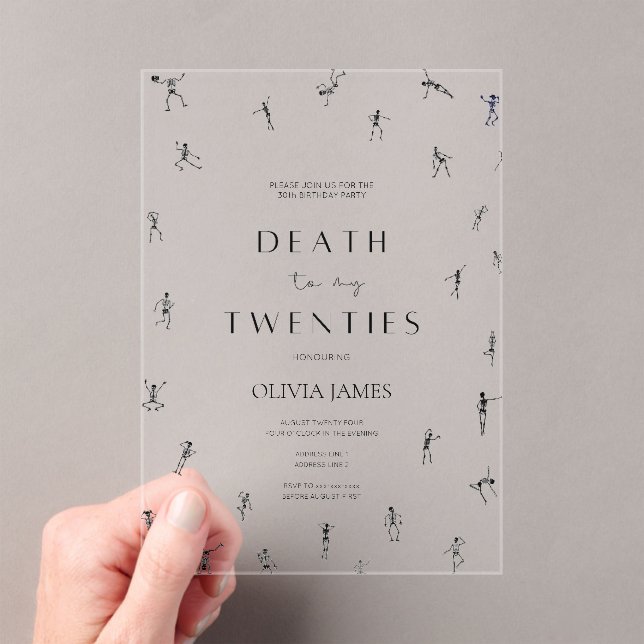 Death to my twenties Halloween 30th birthday  Acrylic Invitations (Insitu (Handheld))