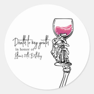 Death to My Youth Birthday Invitation Classic Round Sticker