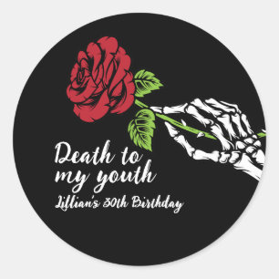Death to My Youth Birthday Invitation Classic Round Sticker