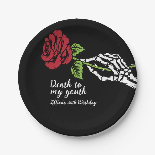 Death to My Youth Birthday Invitation Paper Plate (Front)