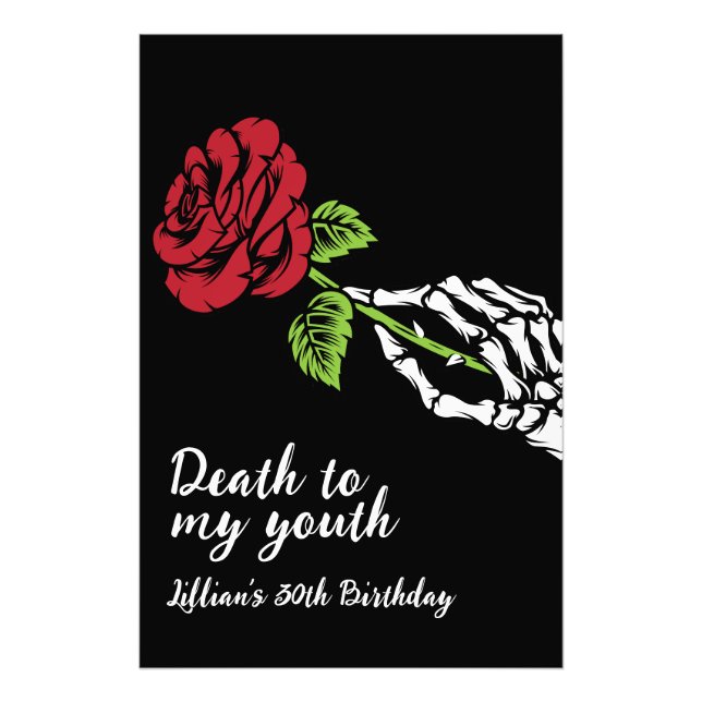 Death to My Youth Birthday Invitation Photo Print (Front)