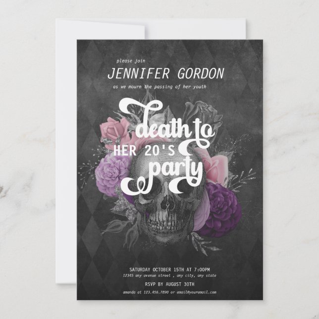 Death to my Youth Birthday Party | Goth Party Invi Invitation (Front)