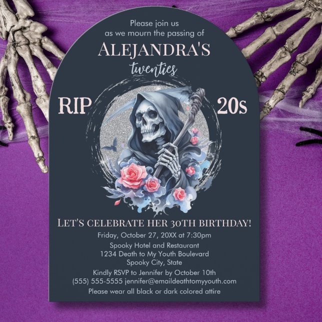 Death to My Youth Grim Reaper 30th Birthday Party Invitation (Creator Uploaded)