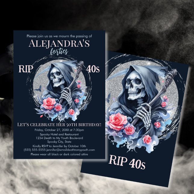 Death to My Youth Grim Reaper 50th Birthday Party Invitation (Creator Uploaded)
