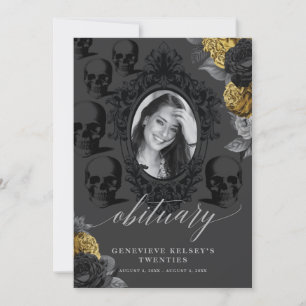 Death to my Youth Obituary Card Black and Gold