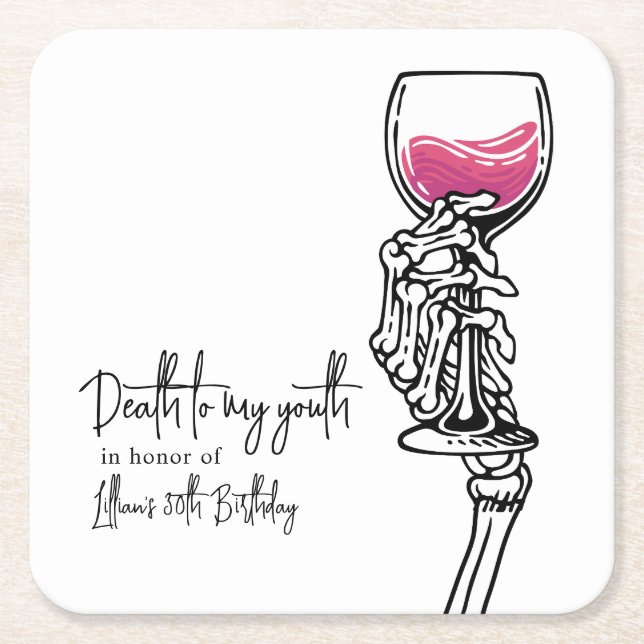 Death to My Youth Square Paper Coaster (Front)