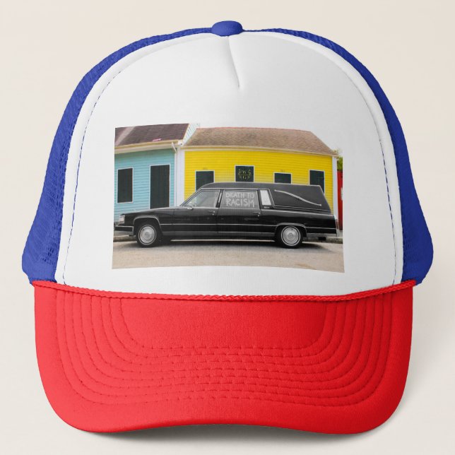 "Death to Racism" – Satirical Statement Streetwear Trucker Hat (Front)