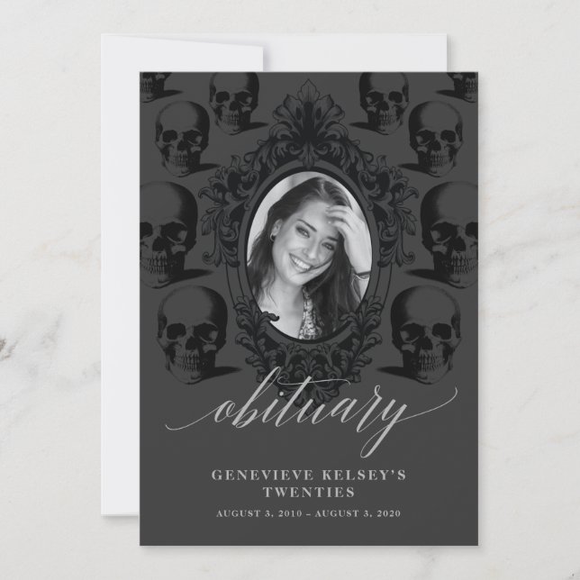 Death to Your 20's Obituary Card (Front)