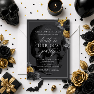 Death to Your 20's Party Invitation Black and Gold