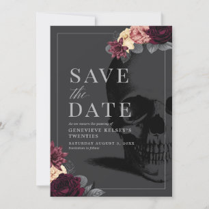 Death to your 20's Party Save the Date with Flower Invitation