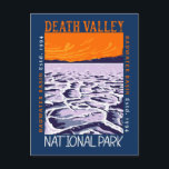 Death Valley National Park Badwater Basin Vintage Postcard<br><div class="desc">Death Valley vector artwork design. The park is known for Titus Canyon,  with a ghost town and colourful rocks,  and Badwater Basin’s salt flats,  North America’s lowest point.</div>