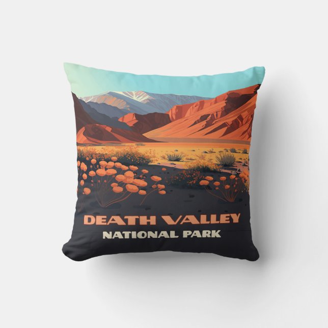 Death Valley National Park California Poppies Cushion (Front)