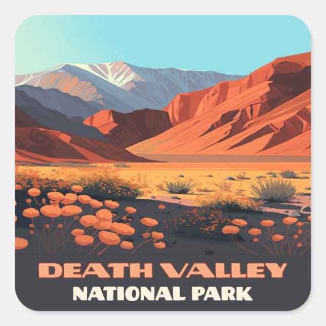 Death Valley National Park California Poppies Square Sticker (Front)