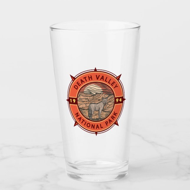 Death Valley National Park Coyote Retro Compass Glass (Front)
