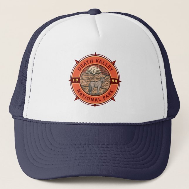 Death Valley National Park Coyote Retro Compass Trucker Hat (Front)